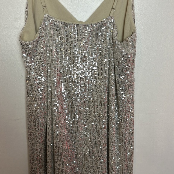 Ces Femme Champagne Sparkle Sequin Spaghetti Strap Midi Slip Dress - Picture 10 of 11